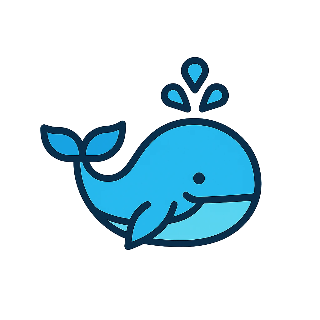 a clean and modern whale, color outline icon style emoji