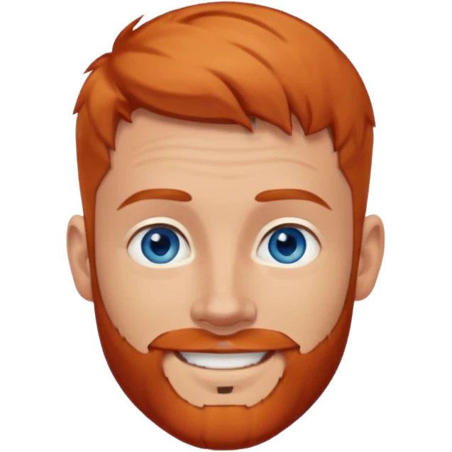homme blanc, yeux bleu, cheveux court avec barbe rousse et boucle d'oreille emoji