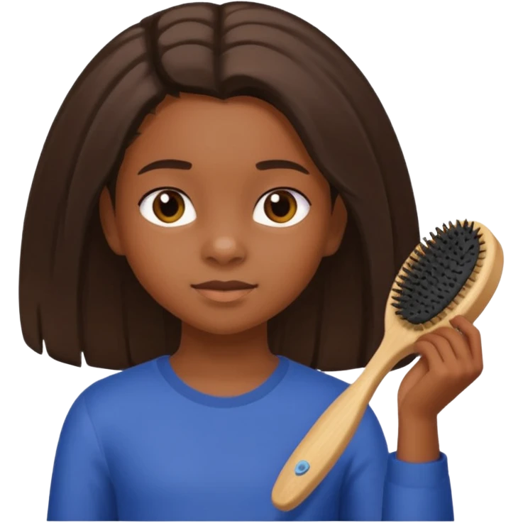 A black 12 yr old girl brushing her shoulder length hair emoji