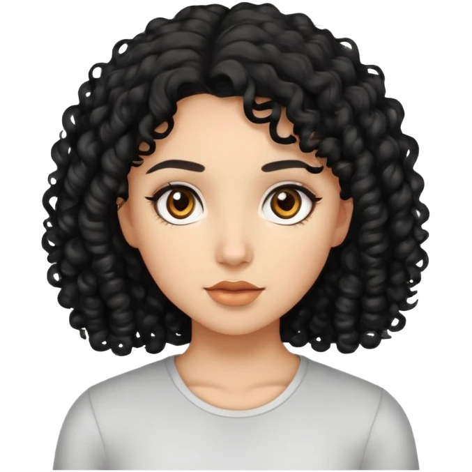 Girl with black curly hair and brown eyes  emoji