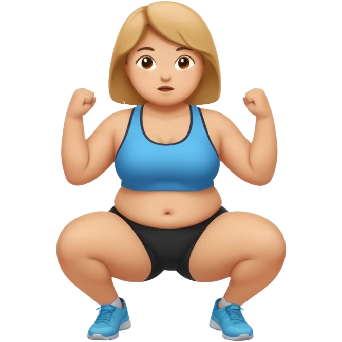 Chubby girl doing air squats emoji