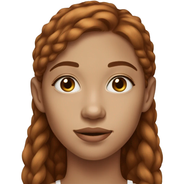 Thin pale 20 year old woman with auburn hair and brown eyes with a gold nose ring and gold hoop earrings  emoji