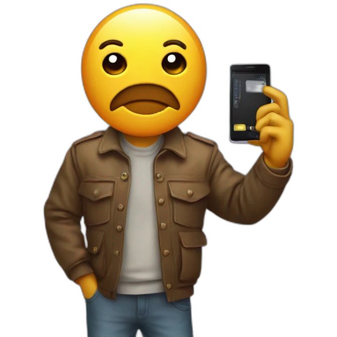 Kolobok with a cell phone in his hand emoji