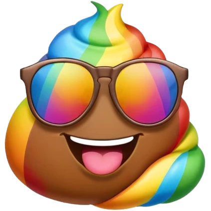 rainbow poop emoji with sunglasses emoji