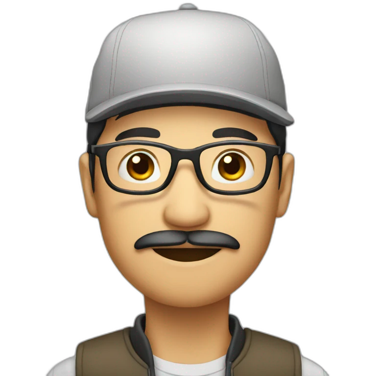 asian male with cap and glasses and moustache emoji