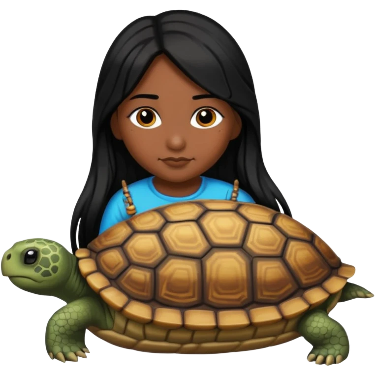 Native American girl living in a turtles back emoji