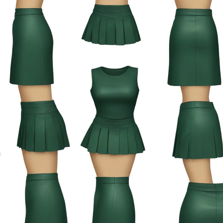 Dark Green leather mini skirt isolated emoji