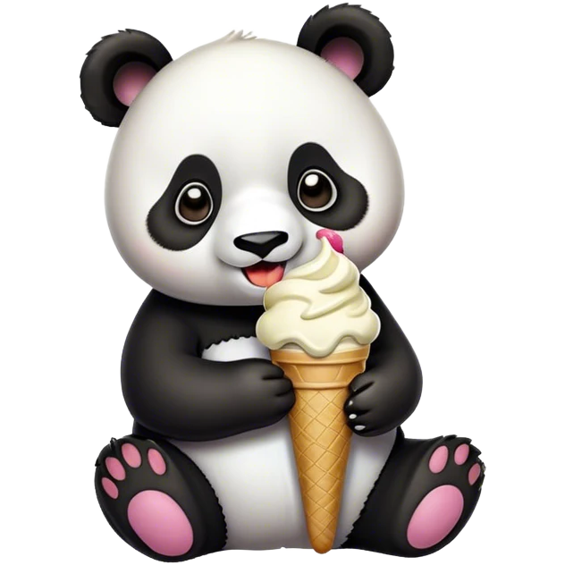 Panda eating ice cream emoji