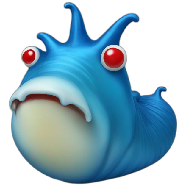 big blue slug - a sucker with a red nose emoji