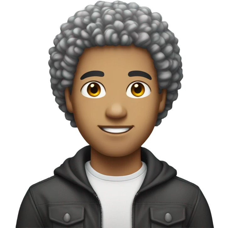 Mixed male with a tapered curly fro emoji