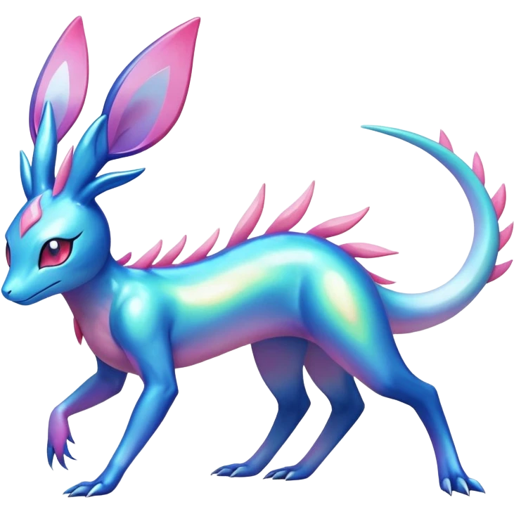 Colorful Shiny Exotic Amaura-Salandit-Aurorus-Sylveon-Fakémon-hybrid-creature (full body)  emoji