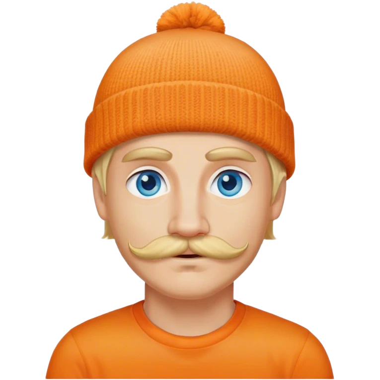 blonde man with blonde hair and blonde mustache with blue eyes and orange beanie  emoji