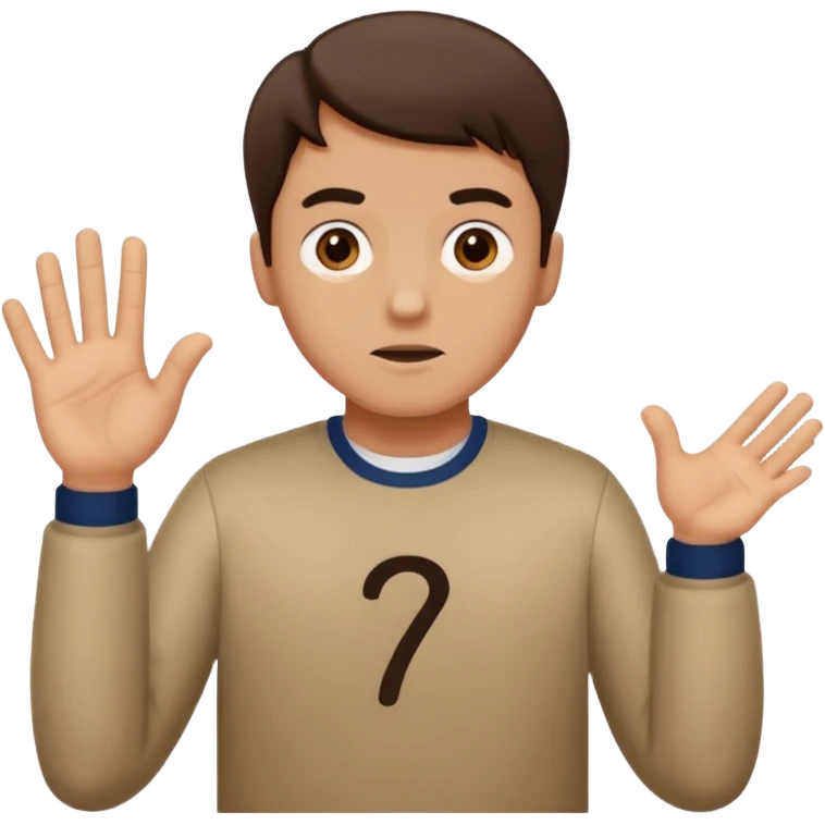 Man shrugging with the number 6 above his left hand and the number 7 above his right hand emoji