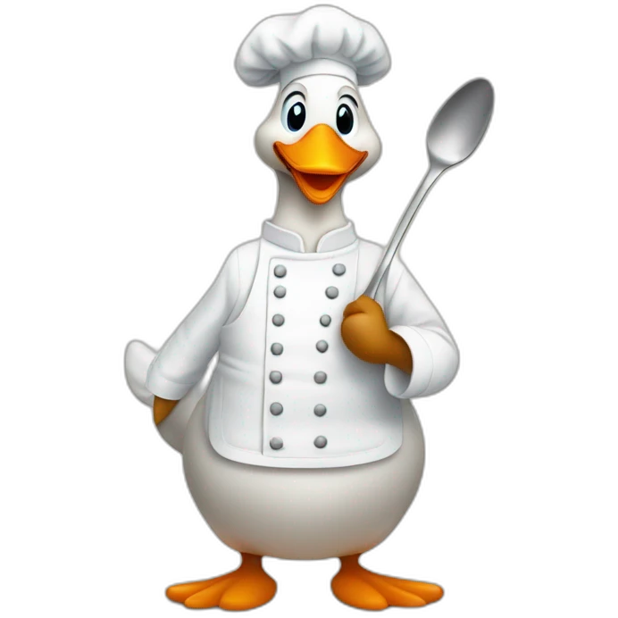A goose dressed like a chef with a spoon in his hand emoji