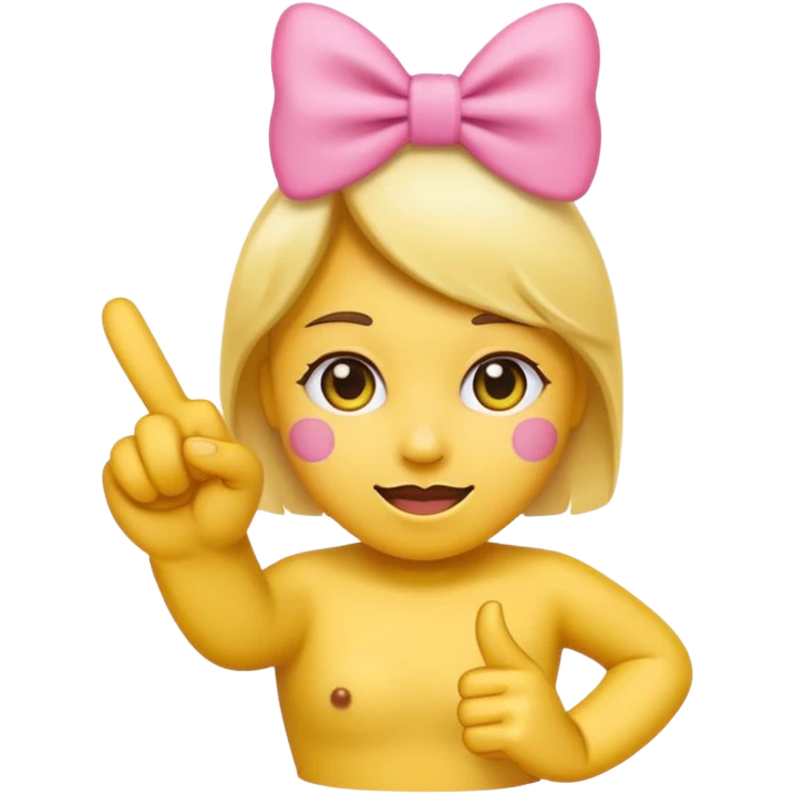 A emoji with a pink bow and the middle finger up emoji