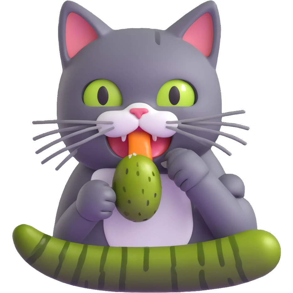 cat eating a pickle emoji
