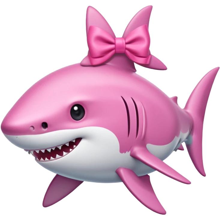 Pink shark with pink bow on its head emoji