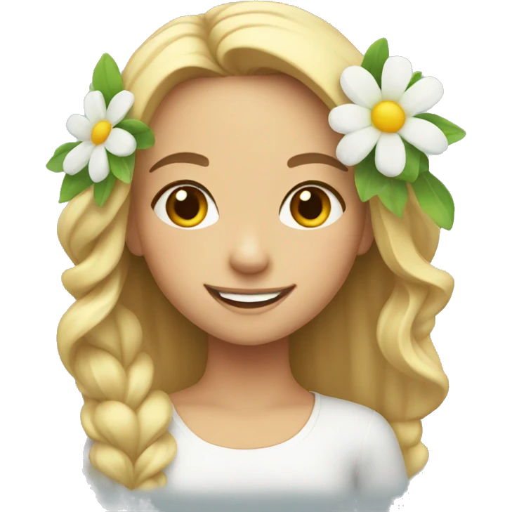 smiling girl with flower bouquet emoji