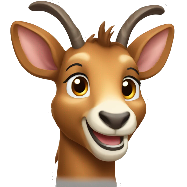 happy smiling brown chamois pointing to the left side with his hoof emoji