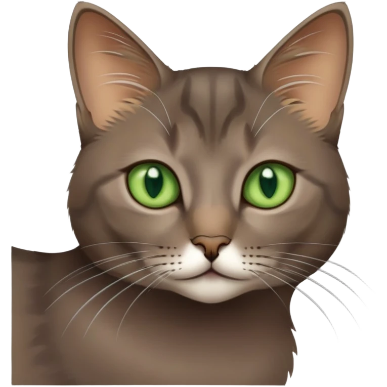 brownish gray cat with green eyes close together emoji