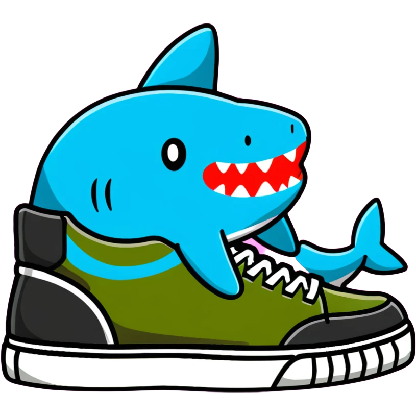 Colorful Bape sneaker with shark face design, bright colors, street style fashion sneaker emoji