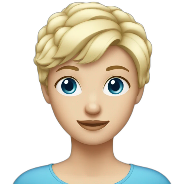 blonde girl with blue eyes and short hair emoji