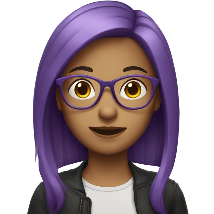 Girl with medium purple hair, glasses emoji