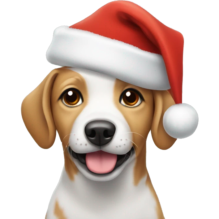 Dog wearing a Christmas hat emoji