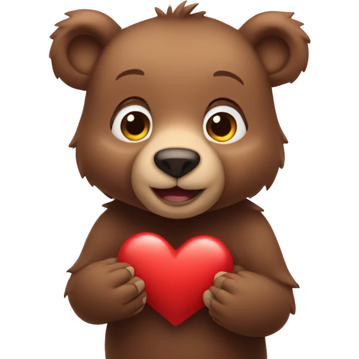 Bear cub holding a heart emoji
