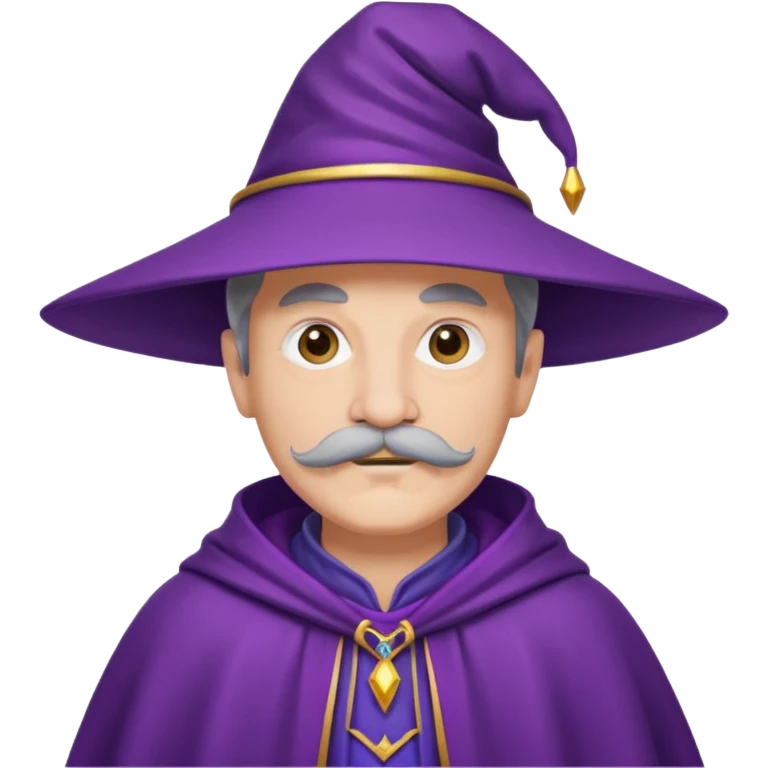 wizard with mustache, purple cloack emoji