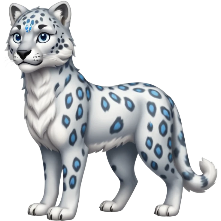 "Schnolf"-"TaniDaReal"-Snow-leopard-wolf-hybrid-fusion-animal-creature, full body emoji