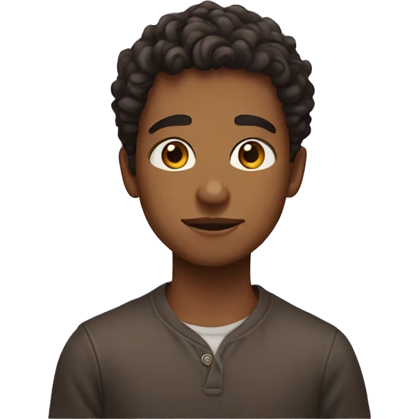 Brown boy with wavy short hair and beautiful eyes  emoji