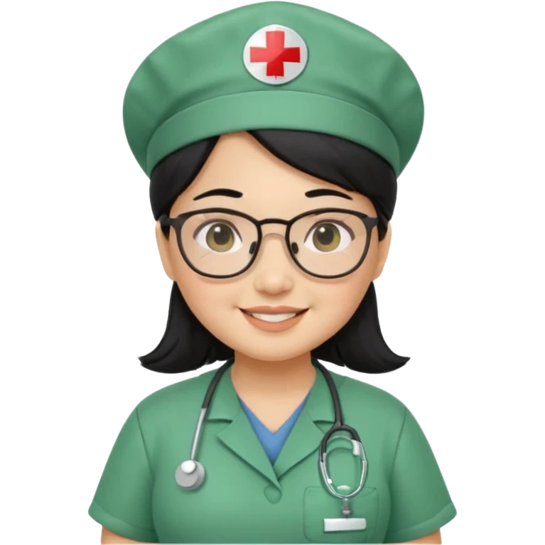 Open


Open


Open


Open
FILIPINA FEMALE NURSE, CHUBBY, BLACK HAIR, WITH GLASSES, GREEN SCRUBS, AND CAP, SMILING emoji