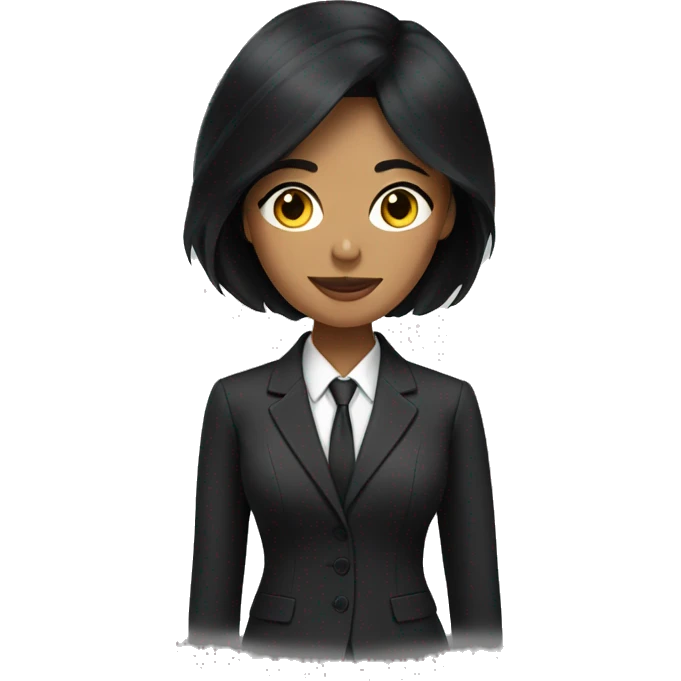 A woman with black hair in a suit emoji