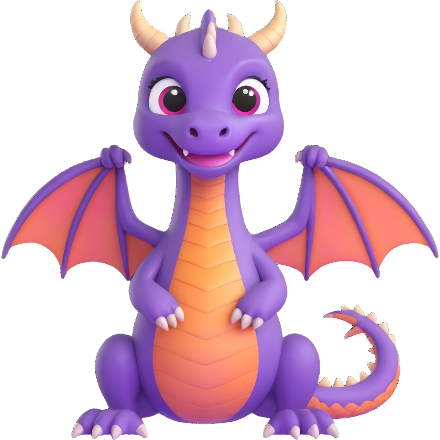 purple dragon, cute emoji