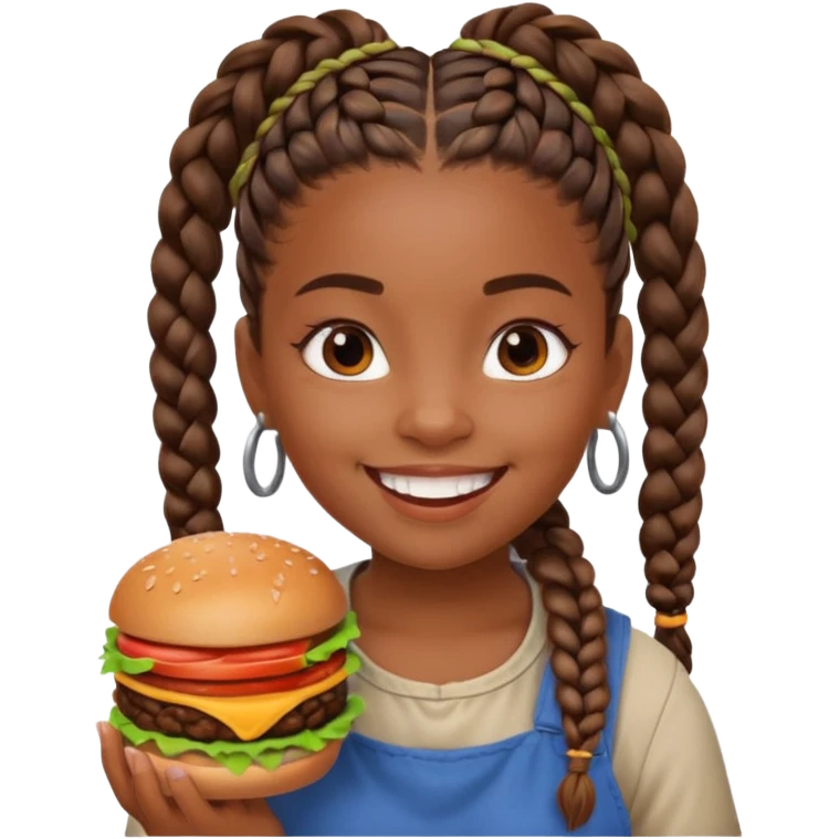 young black girl viking eating burger emoji