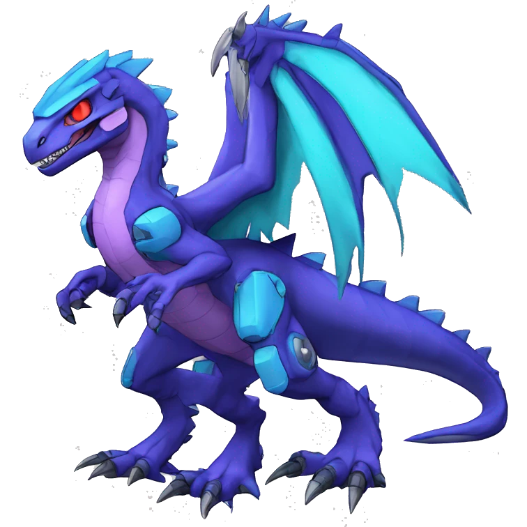  Cool Edgy Purple Blue Digimon-Fakemon-Guilmon-Velociraptor-Dragon-Mecha full body emoji