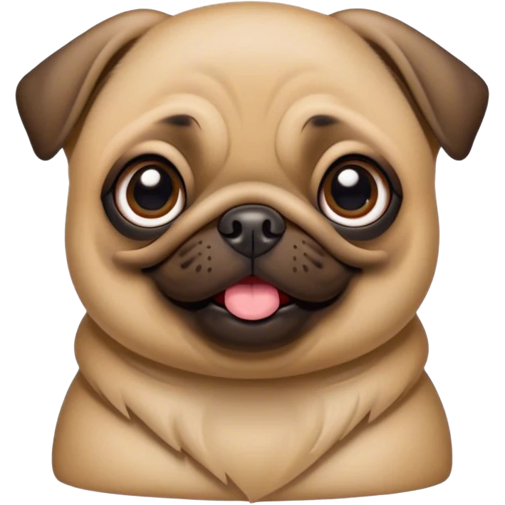 Cinematic Comical Fawn Pug Portrait Emoji, Head tilted dramatically with an exaggeratedly amused expression, featuring a glossy fawn coat with a smooth finish, wide, expressive dark eyes filled with playful disbelief, Simplified yet hilariously expressive features, highly detailed, glowing with a slightly sassy glow, high shine, dramatic yet playful, stylized with an air of cheeky mischief, bright and endearing, soft glowing outline, capturing the essence of a spirited and over-the-top companion, so meme-worthy it feels like it could side-eye its way into internet fame instantly! emoji