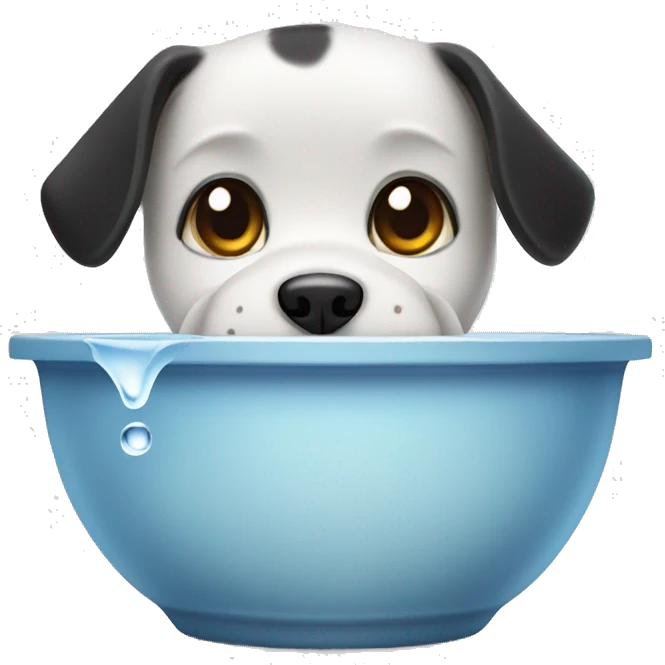 black white dog bowl with water emoji