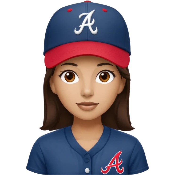 Brunette woman with Atlanta braves hat on emoji