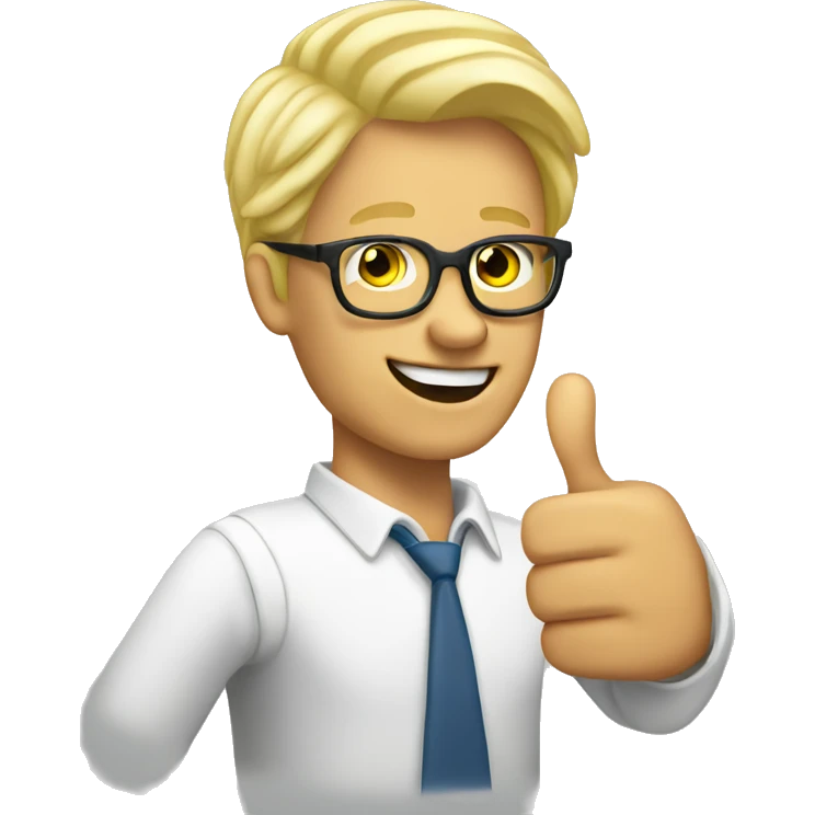 Blond guy with glasses giving a thumbs up emoji