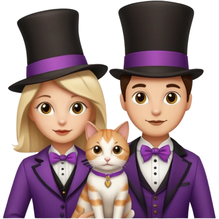 magician couple and their pet cat emoji