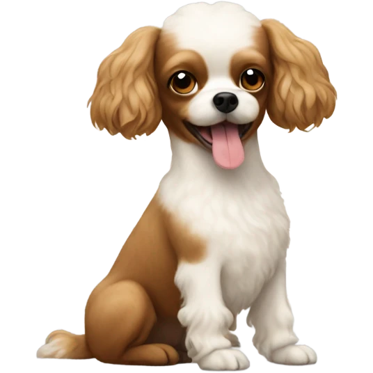 White poodle and a Chihuahua long hair brown ￼ emoji