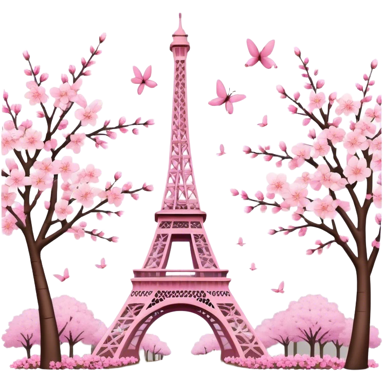 Eiffel Tower with cherry blossom trees  emoji