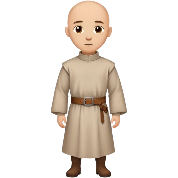 medieval outfit worn by a DnD themed fantasy character. basic wool tunic with a high collar and a simple leather belt. clothes only above the waist. The clothes full waist. The character's haven't arms. character is bald, brown eyes, light-skinned man. emoji