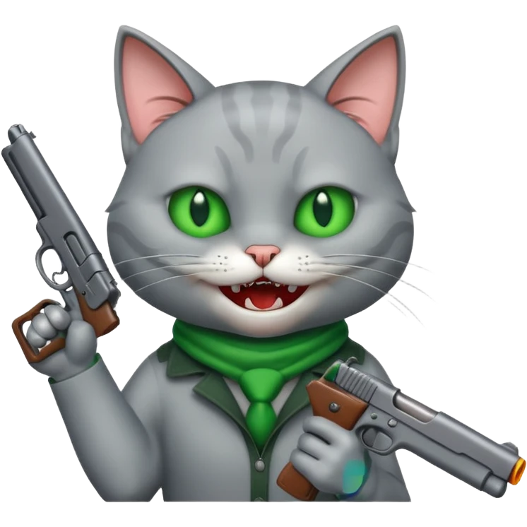 A cat with a gun evil laughing emoji