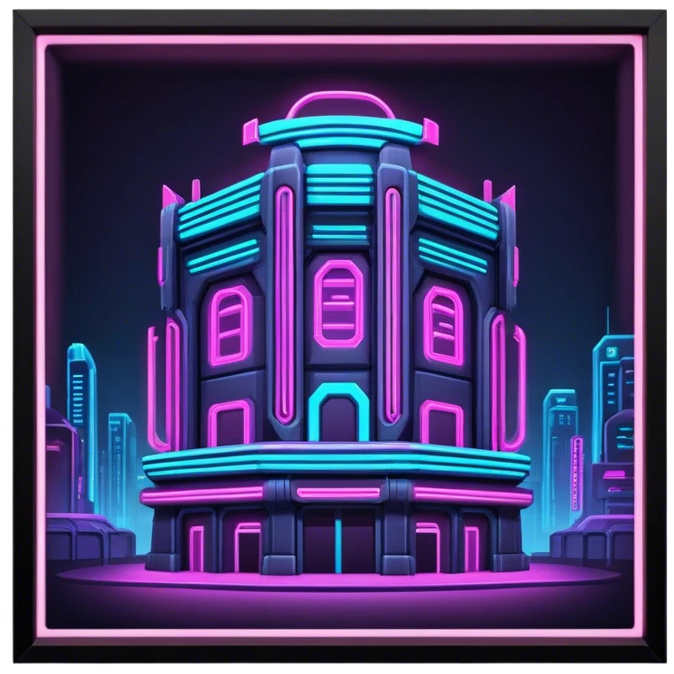 cyberpunk neon Coliseum building emoji