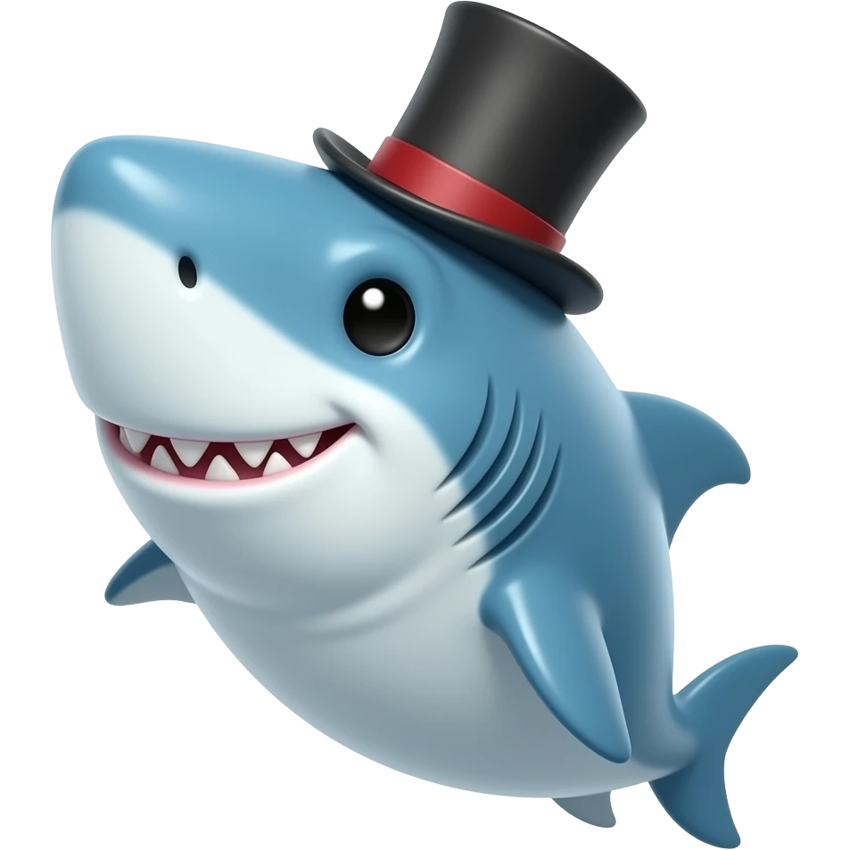 Shark with a top hat emoji