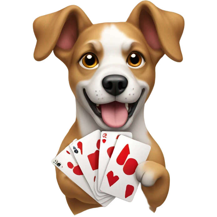dog playing with playing cards emoji