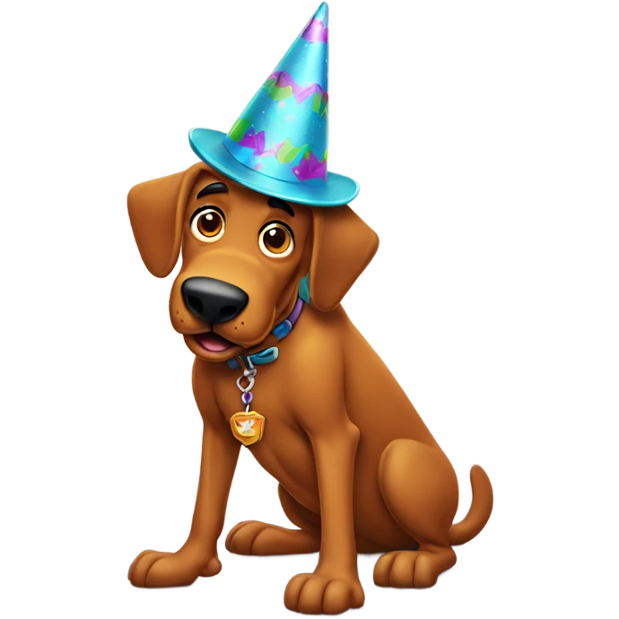 Scooby Doo in party hat emoji